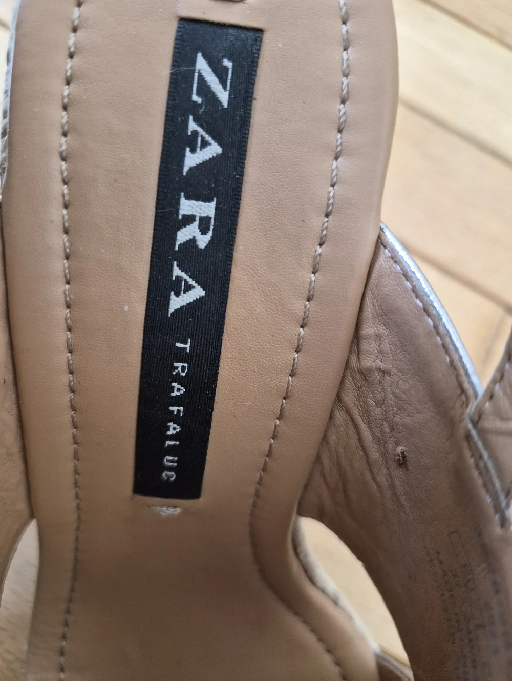 Zara TRF Metallic Silver Espadrille Wedge 37 Sandals Slingback Platform Mrtallic - Picture 14 of 15